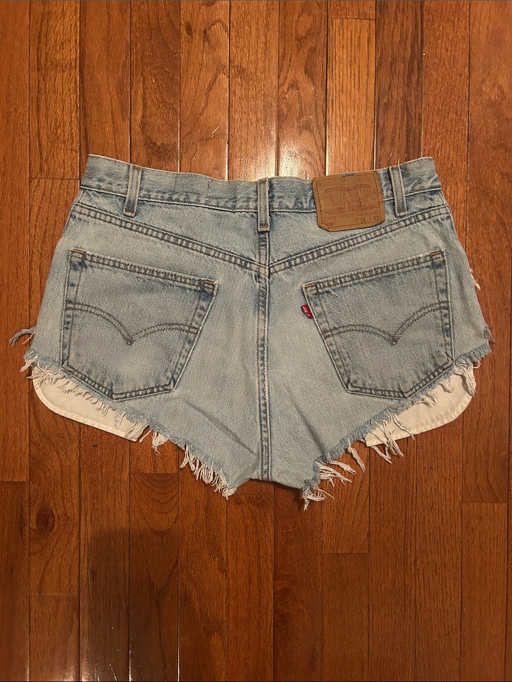 Levi's Light Blue High-Rise Frayed Denim Cutoff Shorts